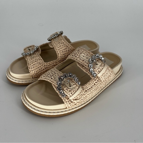 Dolce Vita Shauny Crystals Double Buckle Slide Sandals Beige - Size 6.5 - Picture 3 of 10